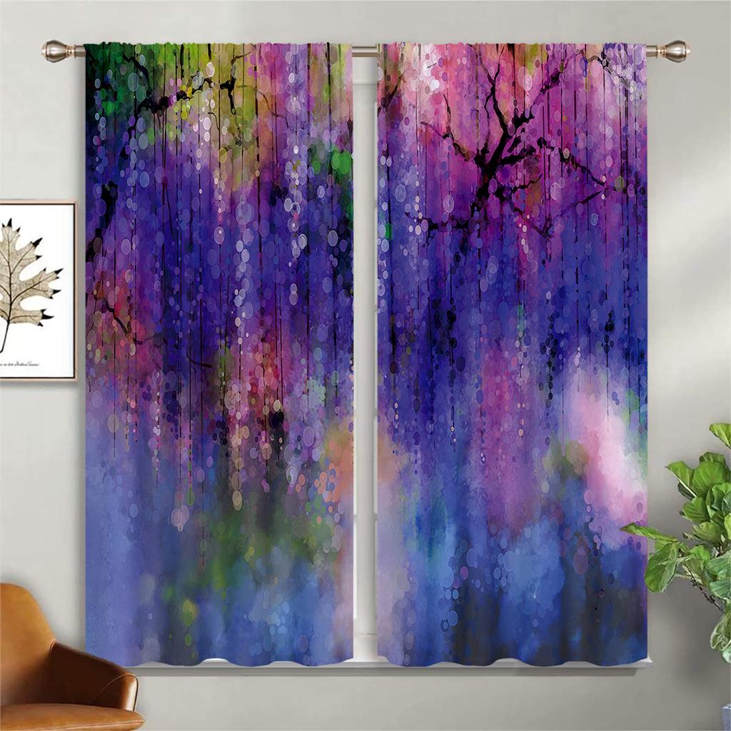 

2 шт. красочные цветочные винтажные шторы, шторы с пасторальным принтом, спальня, гостиная, кухня, декоративные шторы с карманами, подарок W50xH140(CM)x2PCS&Grommet Top