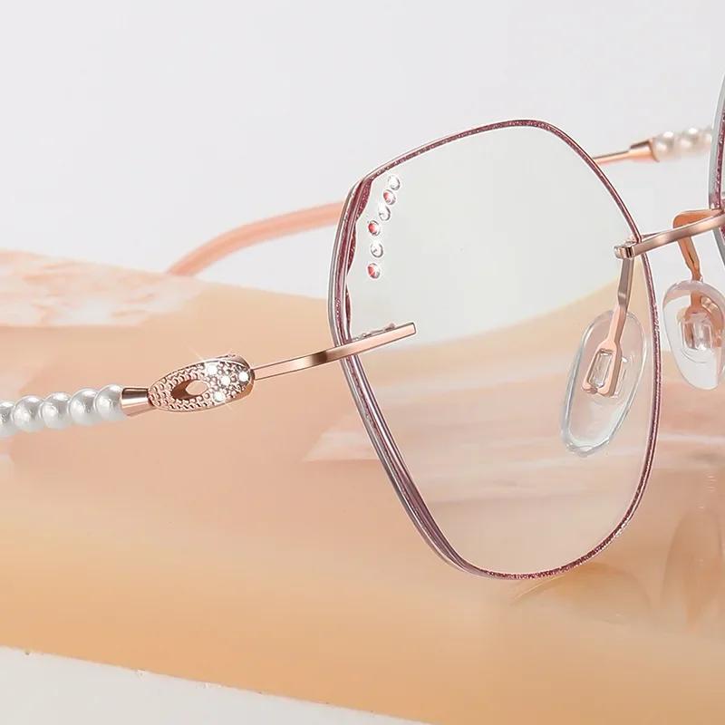 Metal Framed Anti Blue Light Reading Glasses Anti Radiation New Frameless Diamond Trimmed Presbyopia Glasses +1.0 TO +4.0