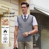 POLOMEISDO Men's 100% Merino Wool V-Neck Knit Vest