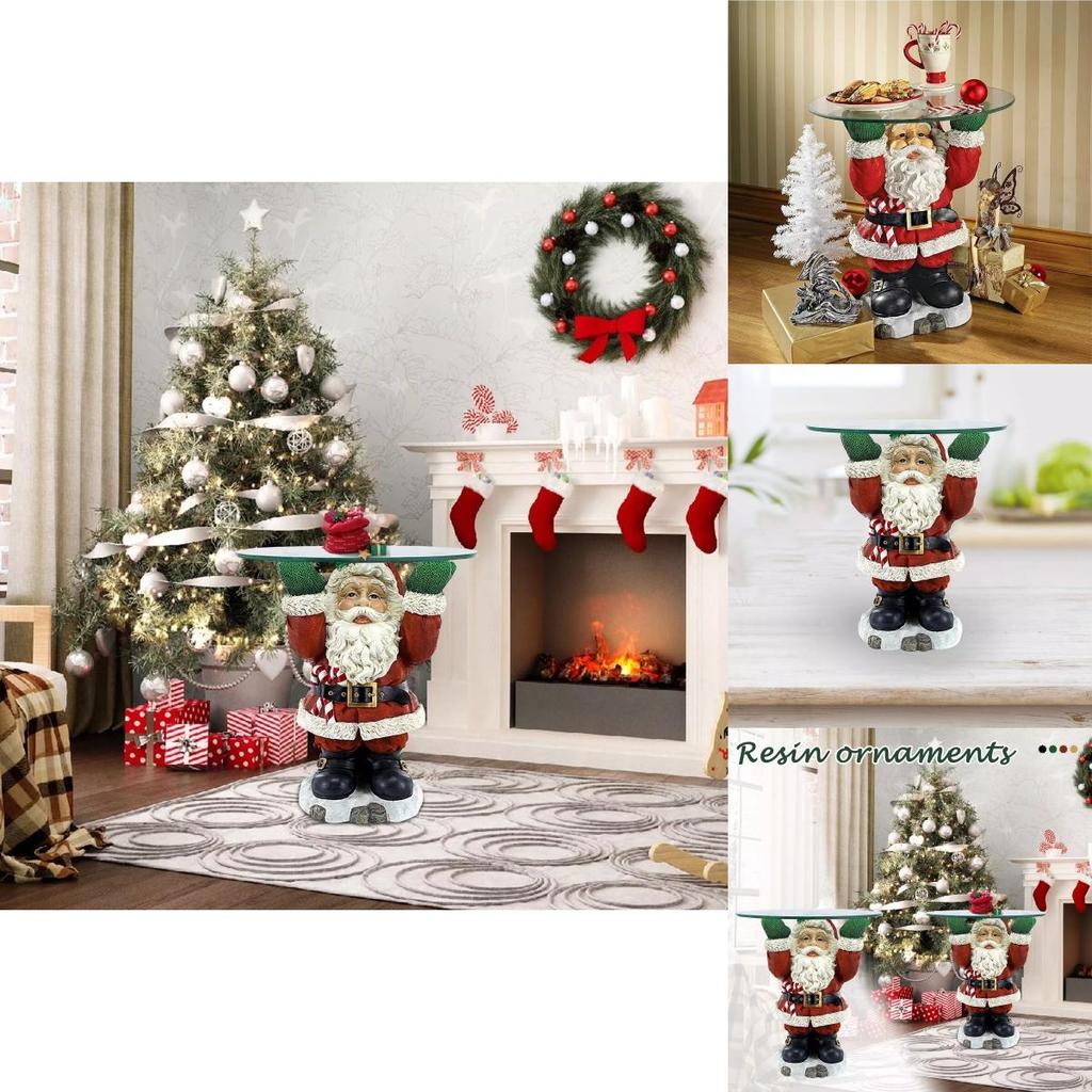 Festive Santa Claus Waiter Tray Sculpture Charming Resin Figurine For Christmas Decor