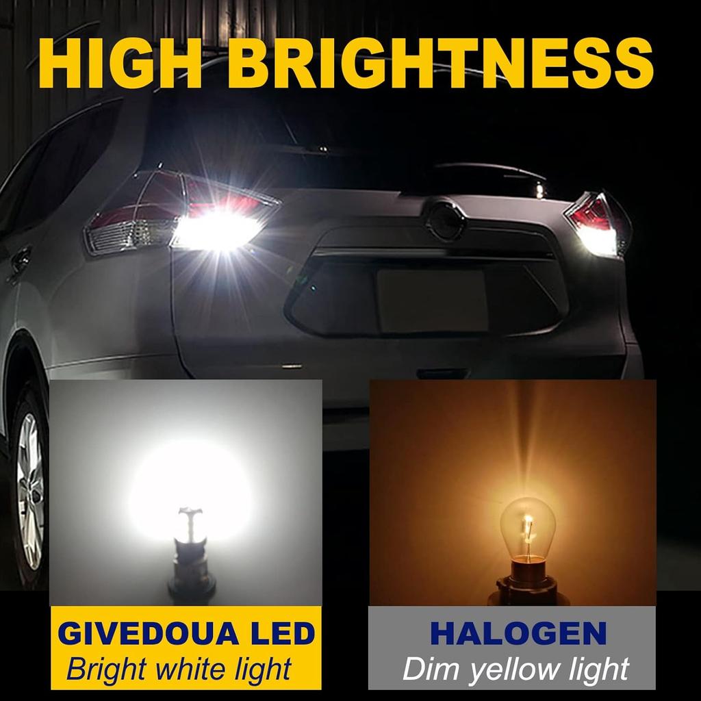GIVEDOUA 1157 LED Car Bulb, BAY15D 7528 2057 2357 LED Replacement Light Bulbs For 12V RV Car Camper Trailer Brake Lights, Super Bright 5050 18-SMD