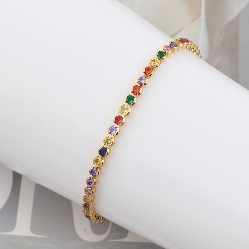 Women's Charm Tennis CZ Zircon Rainbow Bracelet For Women Luxury Multicolor Crystal Bracelet Couple Jewelry Gifts Pulseras Femme
