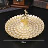 Luxury Golden Peacock Fruit Tray, Palace Banquet Dining Table Snack Cake Food Storage Salver, Holiday Wedding Decoration Props