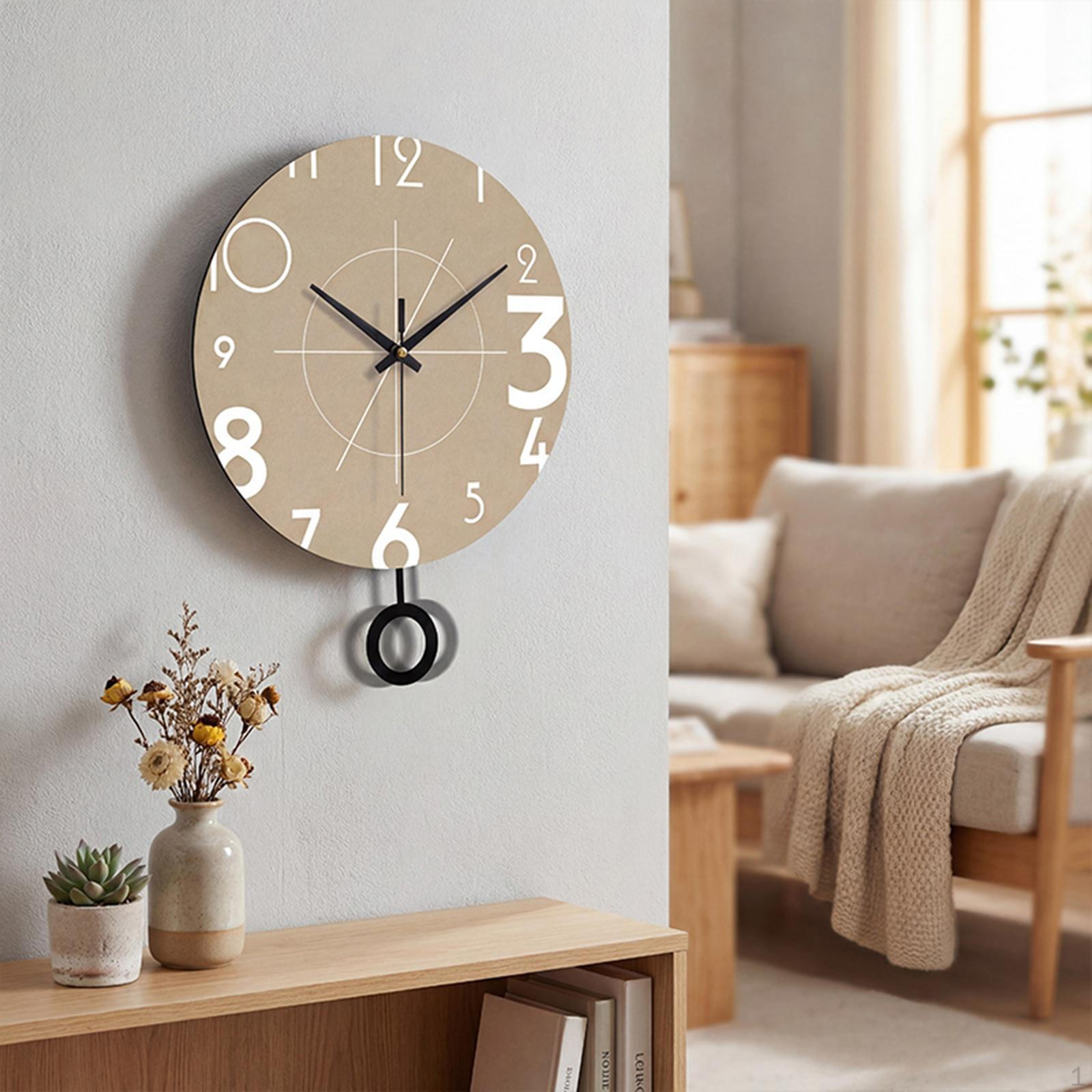 Настенные часы Креативные Стильные Простые Бесшумные Без тиканья Качающиеся Круглые для Спальни Кабинета