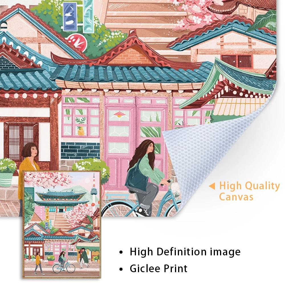 Canvas Paintings Picture South Korea Travel Wall Art Posters and Prints Travel City Decorative Room Home Decor Housewarming Gift