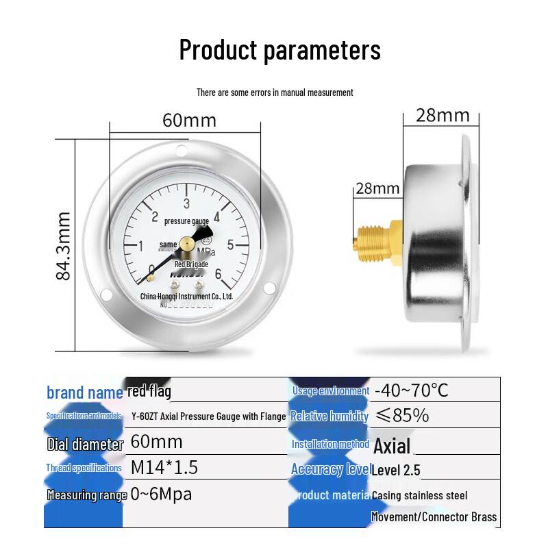 Hongqi Y-60ZT Axial Front-Edge Pressure Gauge