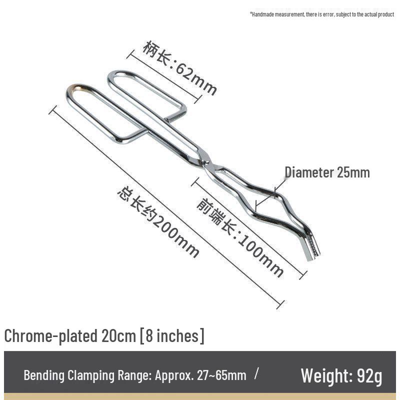 Chrome-Plated 304 Stainless Steel Crucible Tongs - High Temperature Resistant, Long Handle for Muffle Furnace