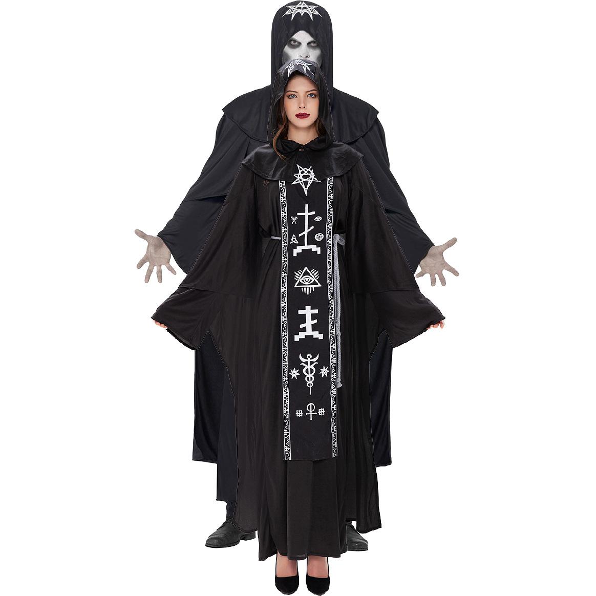 

Men s and women s Halloween costumes, adult, couple wizard robe costumes, evil wizard vampire costumes XL