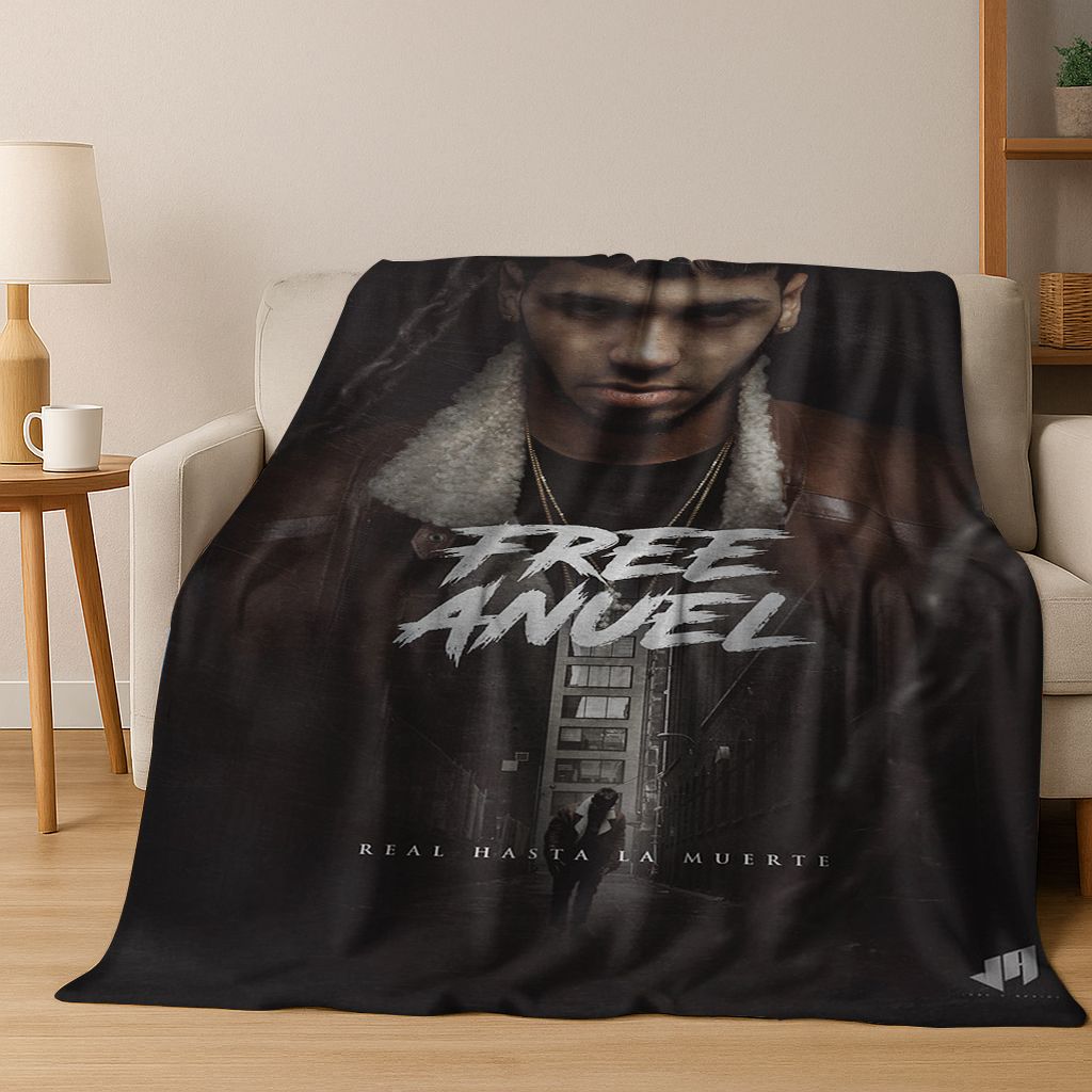 

Free Anuel AA Rapper Hip Hop Singer Star Flannel Blanket Soft Warm Throw Blanket for Bedroom Living Room Bed Camping Picnic Gift 75x90cm