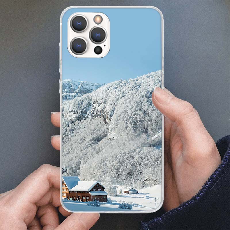 Winter White Snow Christmas Phone Case For Apple iPhone 16 15 14 13 12 11 Pro Max Mini XS XR X 7 Plus 8 + SE Soft Silicone Print