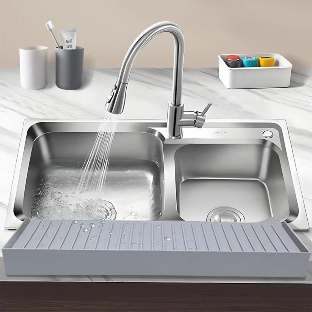 Splash-proof Faucet Splash Guard Drainable Sink Edge Protector  Countertop