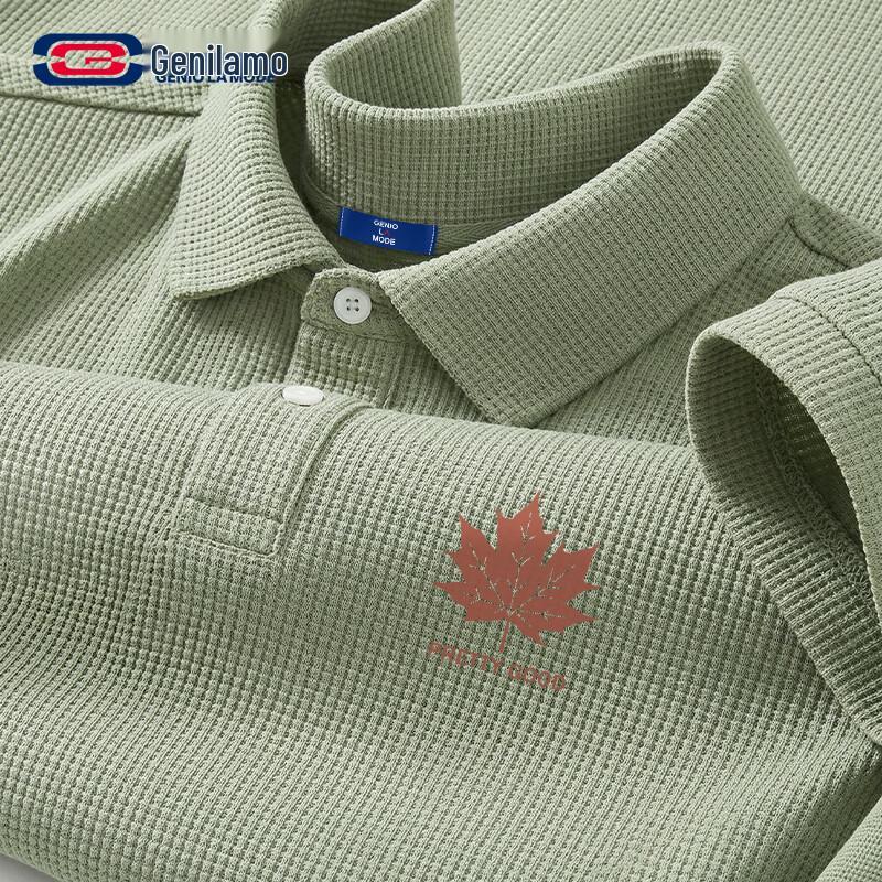 GENIOLAMODE Men s Waffle Knit Short Sleeve Polo T-shirt 3XL