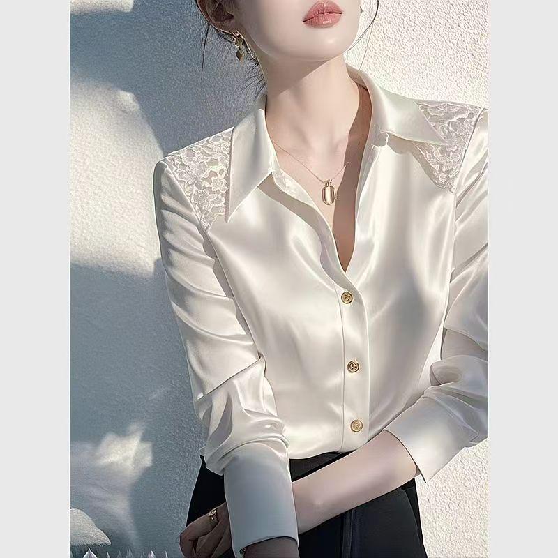 Han3987 White Shirt - 2025 Spring Trend: Elegant, Light Luxury, Age-Defying Style
