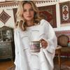 Femmes évider pull élégant ample S pulls tricotés femme décontracté col rond couleur unie chandails printemps automne hiver