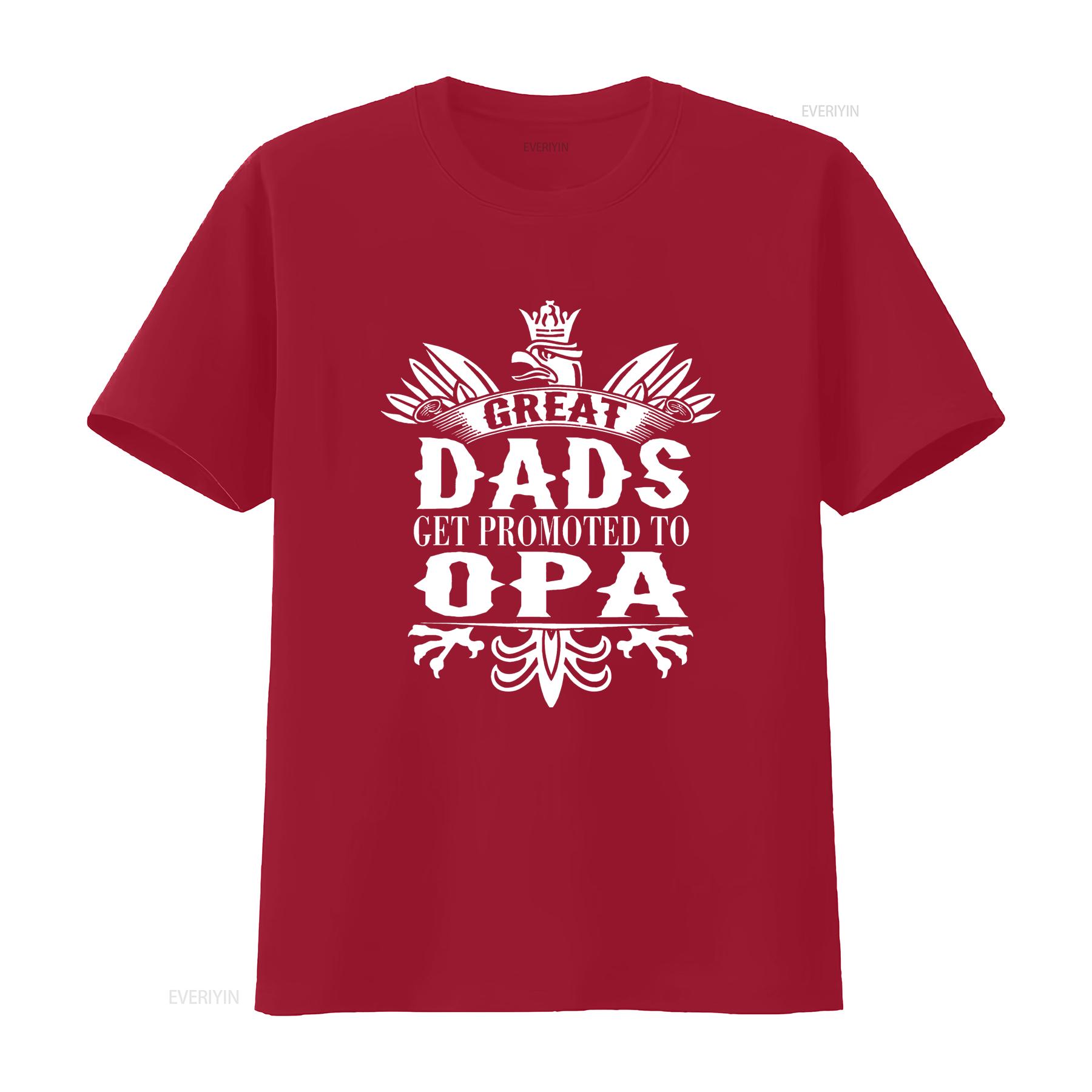 Great Dads Get Promoted To Opa Fathers Day Grandpa T Shirt vintage Washed Breathable Top For Everyday Wear Casual Soft S