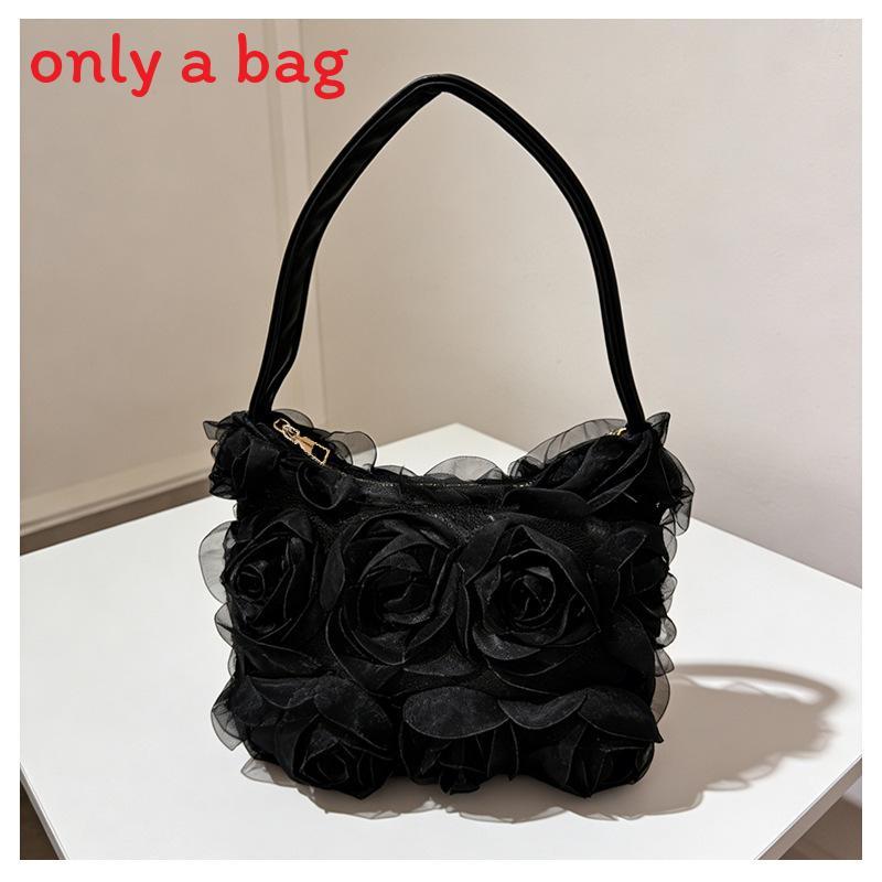 Borsa a pochette in tessuto minimalista urbana con colore solido e design a rosa per l'uso quotidiano