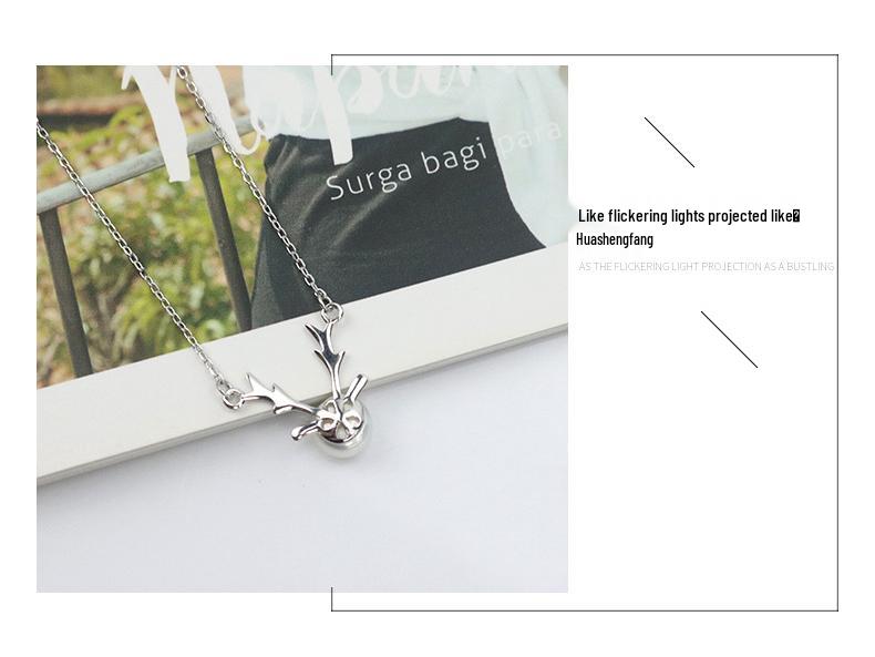 Exquisite S925 Silver Antler Necklace with Freshwater Pearl - Ideal Christmas Gift