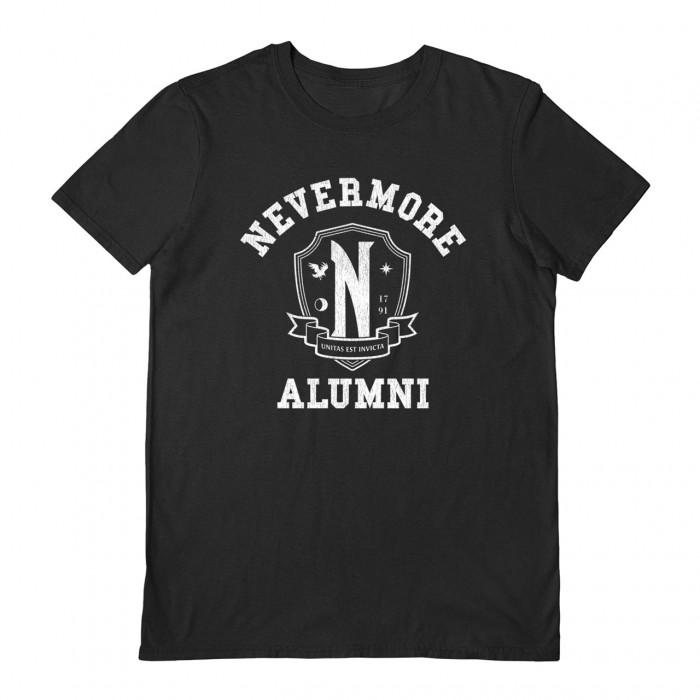 Camiseta unissex adulta Nevermore Alumni de quarta-feira M branco/preto