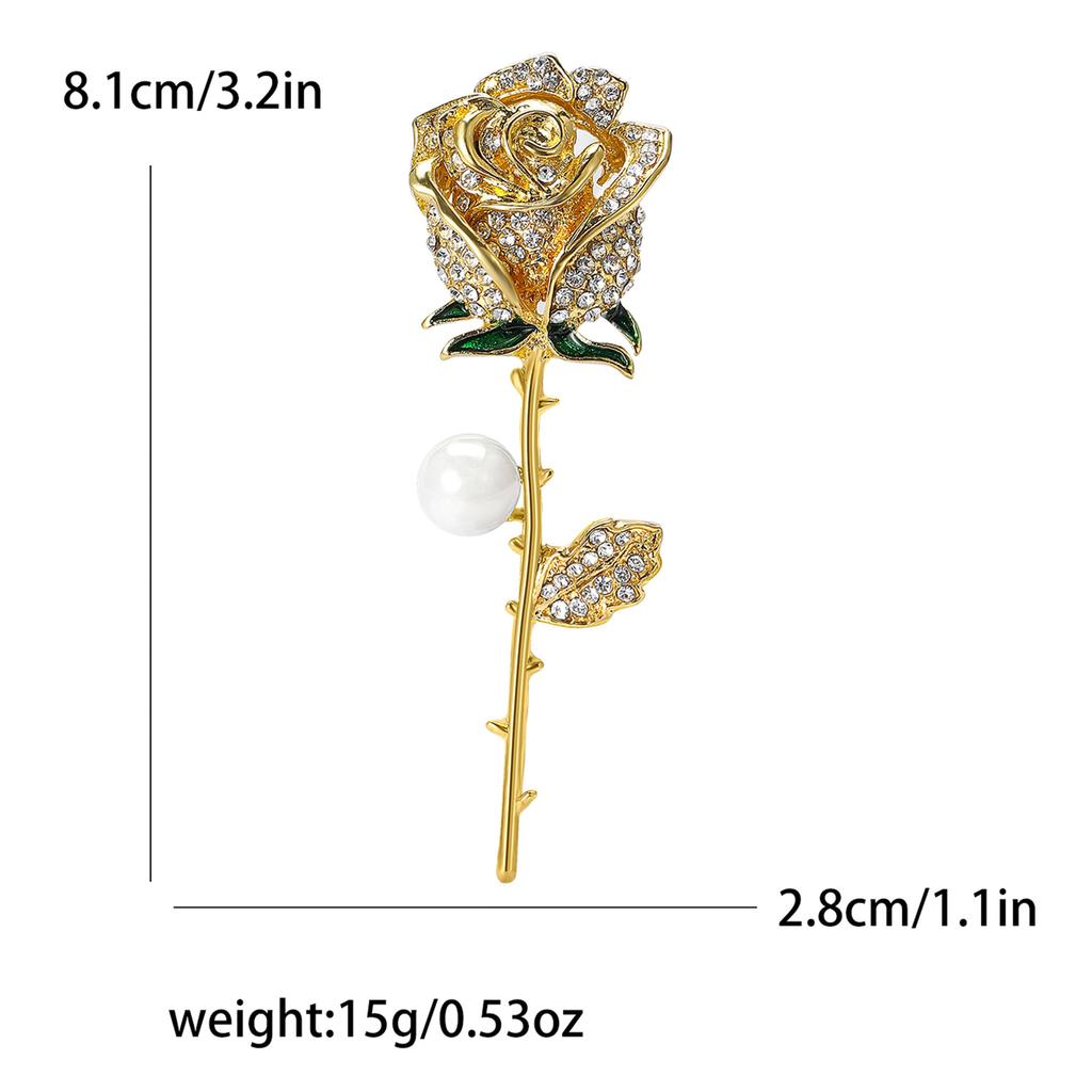Retro Temperament Legierung Strass Rose Brosche Exquisite Und Vielseitig Damen Kleidung Corsage Schmuck Pin