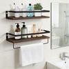 Solid Wood & Iron Wall-Mounted Shelf for Bathroom or Kitchen Storage