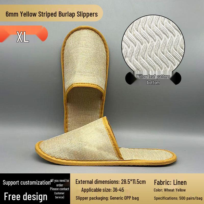 Washable Anti-Slip Hemp Cotton Linen Guest Slippers for Hotel & B&B