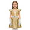 Kinderen Meisjes Buitenaards Cosplay Kostuum Uitgesneden Vliegende Mouw Metallic A-lijn Jurk met Handschoenen voor Halloween Robot Buitenruimte Feest