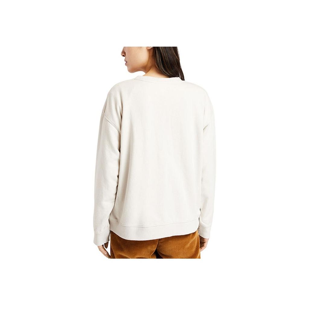 Timberland Corduroy Embroidered Logo Crewneck Sweatshirt Women Sweatshirt White-Sand A23KM-BH7