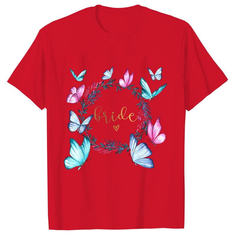 Fashion Bridal Wedding Party T-shirt Team Bride Bridesmaid Shirts Unisex’s Bachelorette Single Farewell Party Flower Wreath Tees