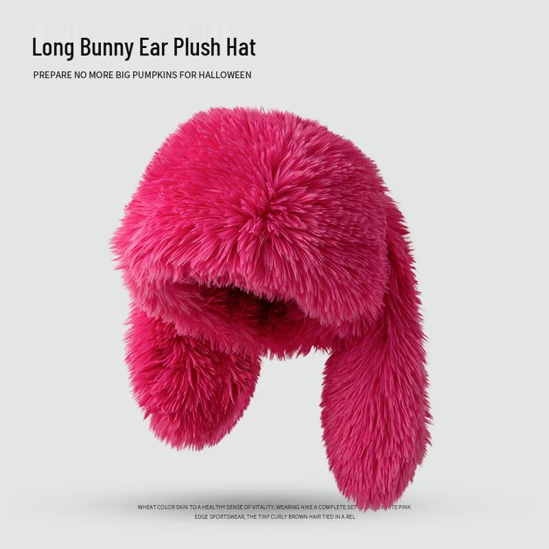 Sweet Rabbit Ear Plush Hat for Women - Winter Warm & Cold-Proof Beanie with Ear Protection