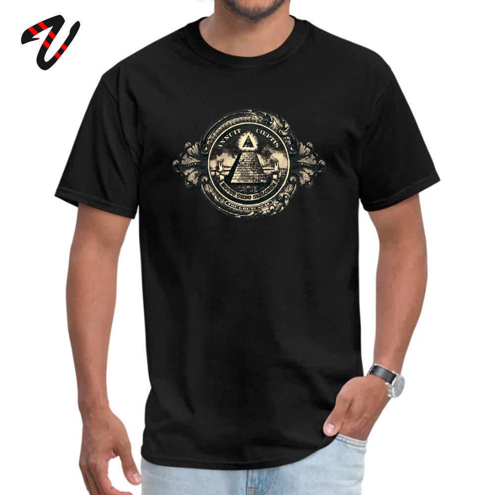 Oberteile Shirt Günstig O-Ausschnitt Individuell Kurzarm Laura Koi Mann T-Shirt Allsehendes Auge Pyramide Dollar Freimaurer Gott Bedrucktes T-Shirt