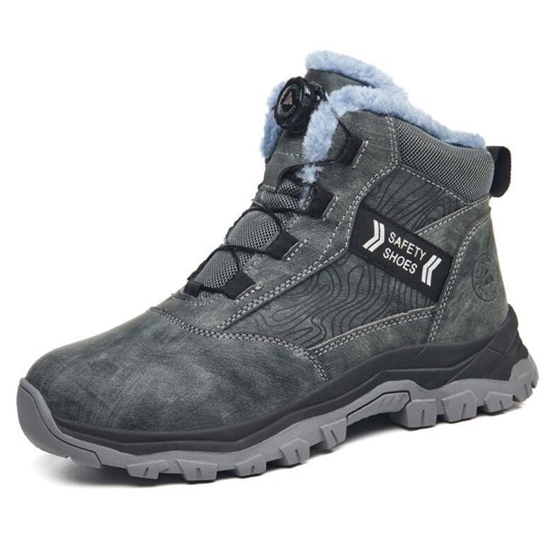 Winter Safety Shoes with Rotary Button Anti-puncture Waterproof Work Shoes for Men Industrial Construction Steel Toe Work Boots