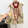 Women's Retro Chinese Style Embroidered Sleeveless Vest Cardigan