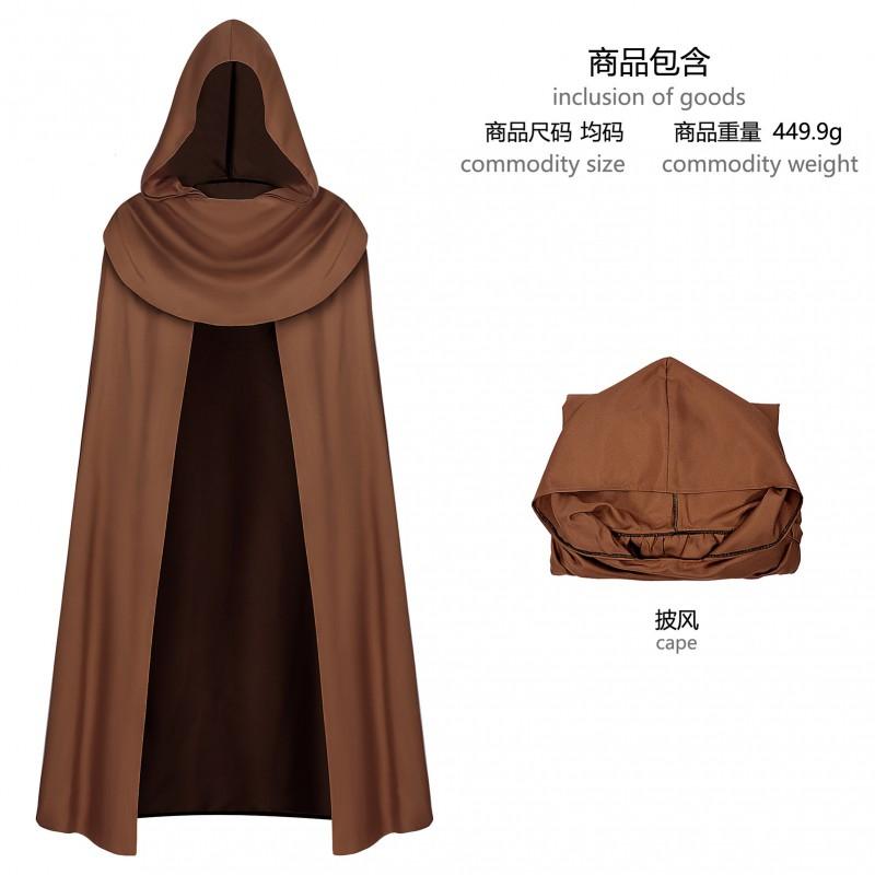Halloween Gothic Hooded Robe Costume With Chain Detail Medieval Wizard Priest Cosplay Outfit Party