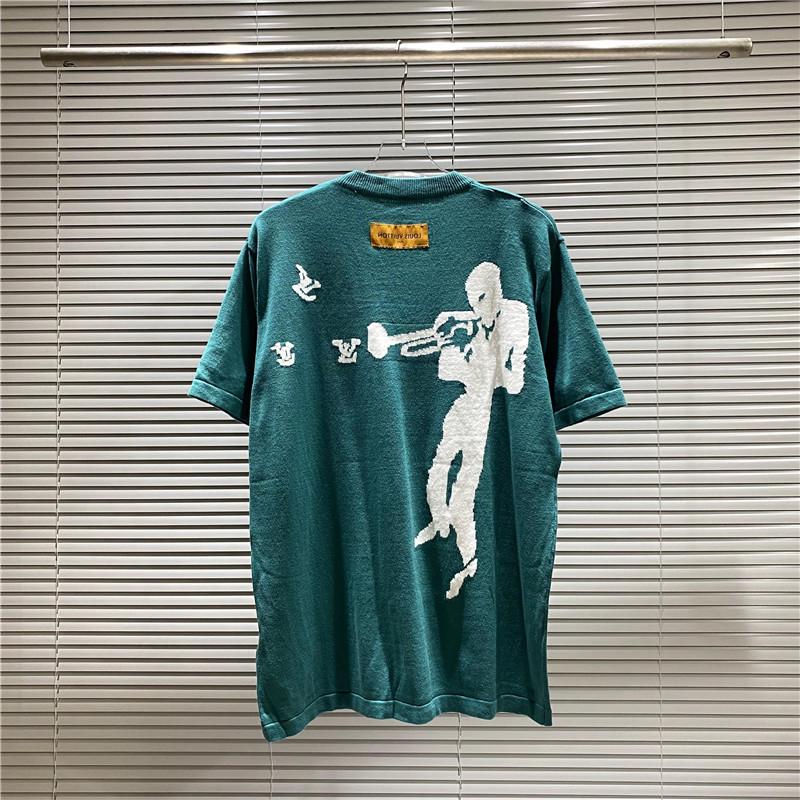 2025 Vår/Sommar Trendig Jacquardetikett Stickad Kortärmad Logotyp T-shirt
