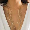 Corrosion-resistant Jewelry Long Tassel Metal Open Choker Star Imitation Pearl