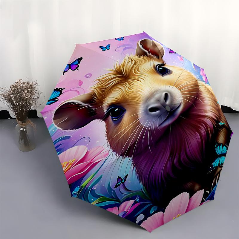 Capybara Themed Travel Umbrella-8 Ribs Automatic Opening and Closing, Portable Folding Design, Compact and Stylish Umbrella Suitable for Out