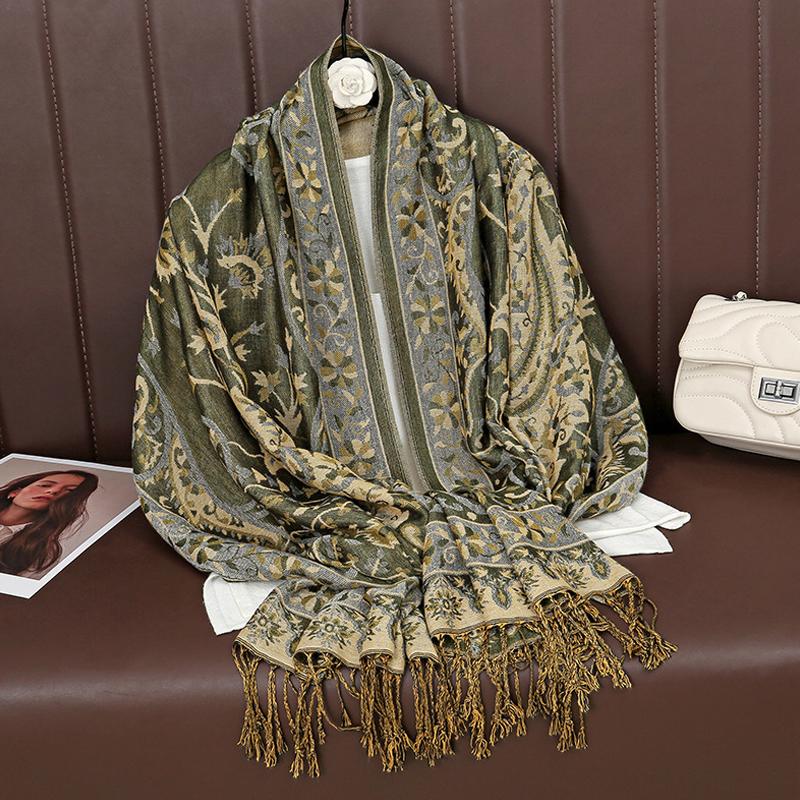 Luxury Winter Cashmere Pashmina Shawl Lady Wrap Warm Autumn Scarves Design Print Female Foulard Cotton Stoles Scarf