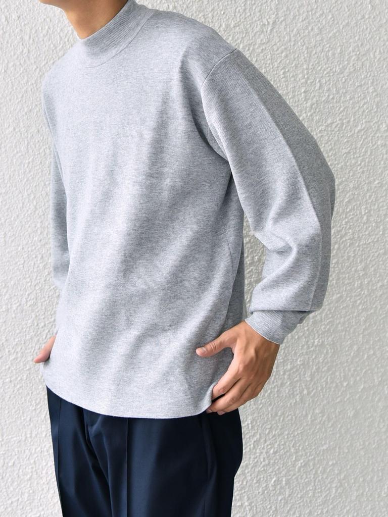 SHIPS any Hand Washable Milan Rib Mock Neck Knit, 2024 Fall/Winter, Men's, Gray, Size L, 716040012