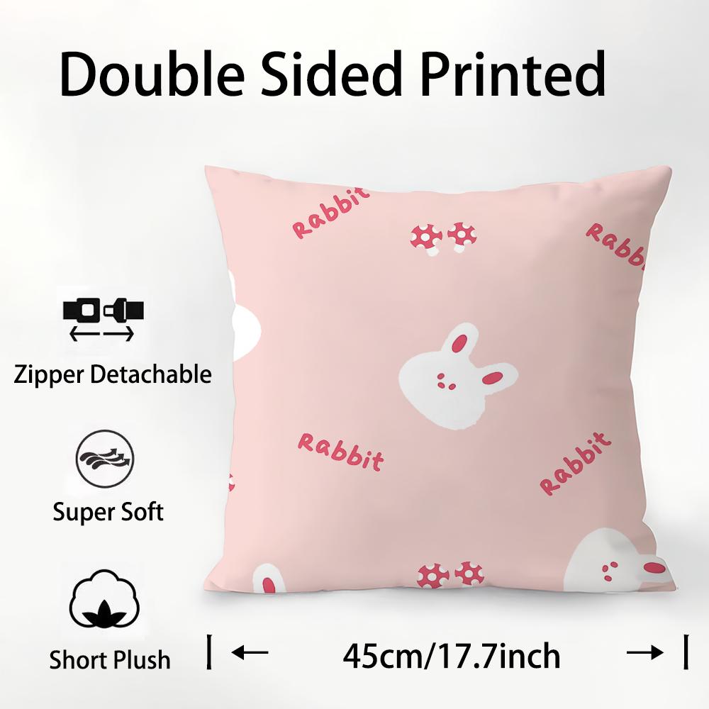 Cartoon Fresh Print Pillow Case Plush Fabric Soft Double Sided Print Sofa Cushion Cover Throw Pillow Covers