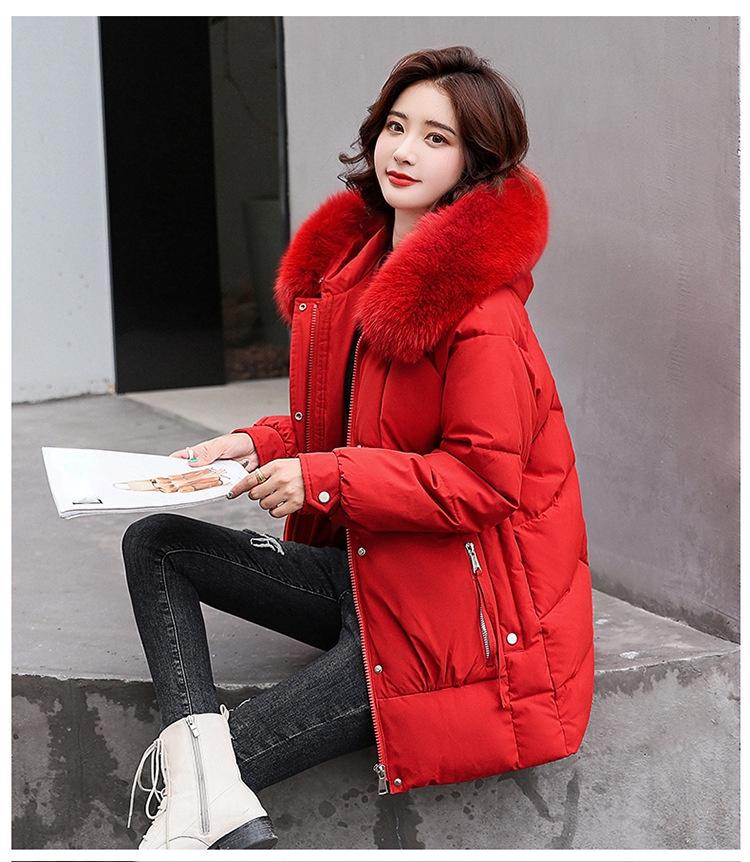 Frauen Winter Mit Kapuze Kunstpelz Kragen Winddicht Große Tasche Midi Warm Mantel Puffer Jacke Baumwolle Gefütterte Parkas Outwear Mantel