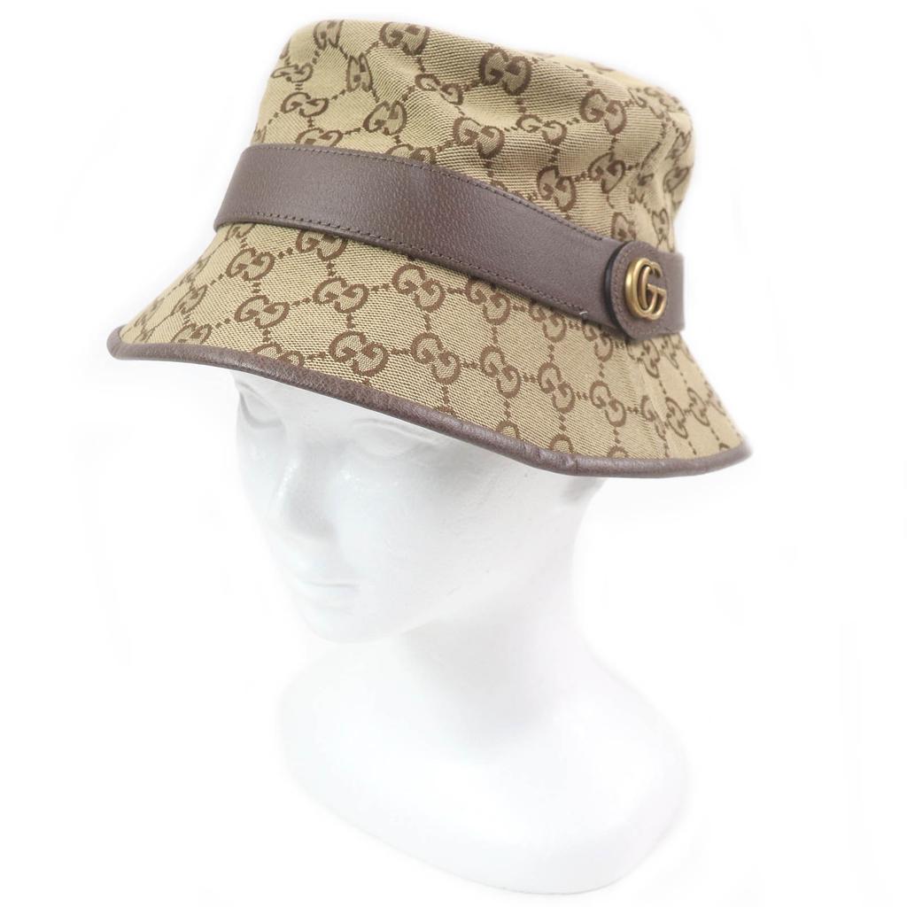 Excellent GUCCI Hat GG Canvas Bucket Beige Cotton Mens 576587 Used