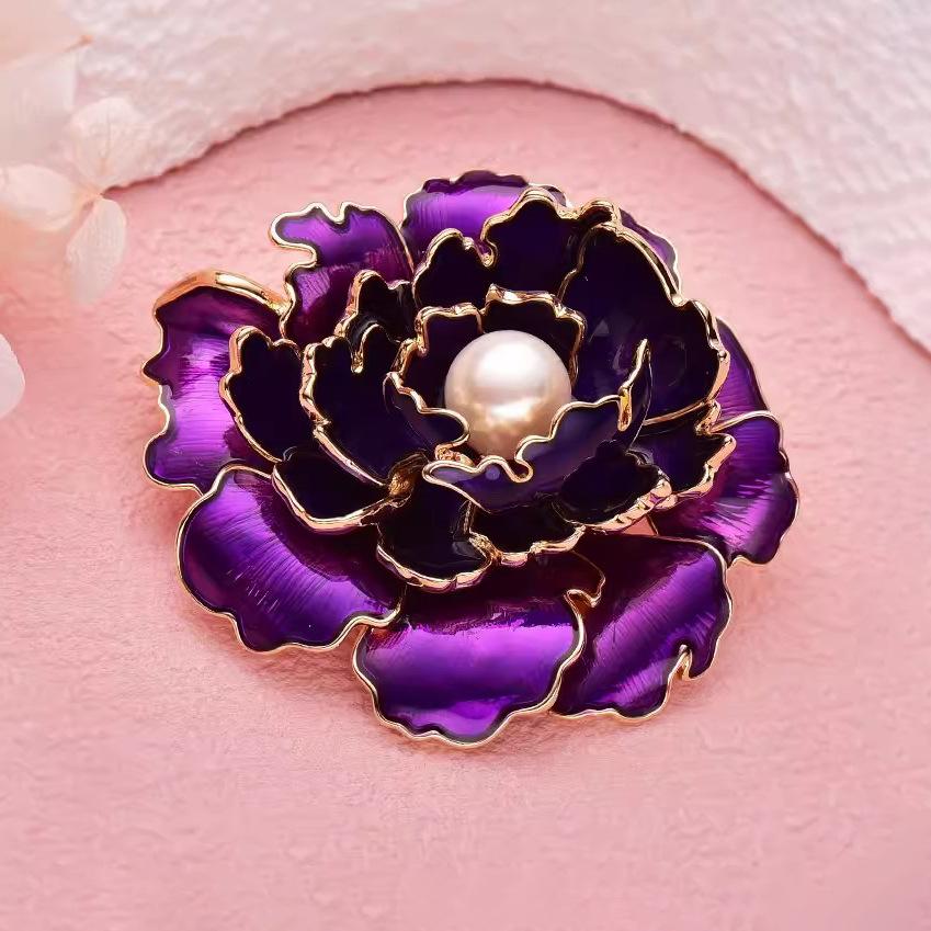 Creative Elegant Women Girls Fashion High-end Pearl Flower Badges Pin Classic Lady Exquisite Enamel Floral Clothing Coat Brooch
