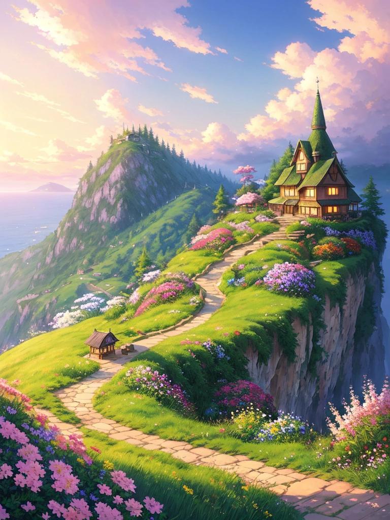 Dom Diamentowa Mozaika Krajobraz Haft Krzyżykowy Góra Cyrkonie Obraz Kwiat Malarstwo Ulica Ręcznie Robione