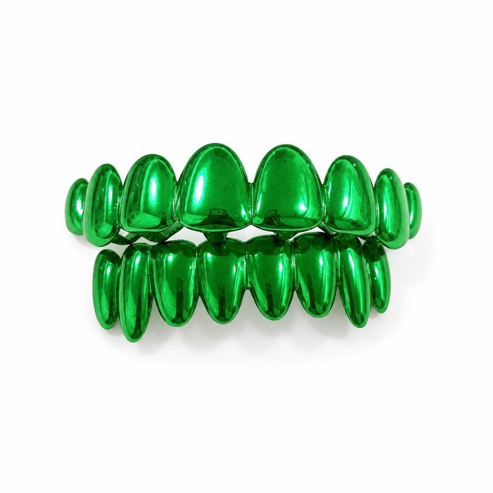 2 piezas/juego Ecológico Dientes de Cobre Grillz Caps Antideslizante Dientes Joyería Eventos