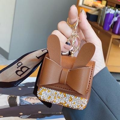 New Fashion Internet Celebrities Ins Wind Pu Small Bag with Diamond Keychain Earphone Bag Pendant Change Bag Portable and High Luxury