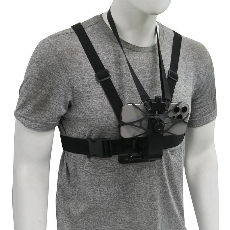 Wearable Chest Phone Mount Adjustable Elastic Straps POV Shooting Holder for Vlogging Fitness Training Running Outdoor Sports