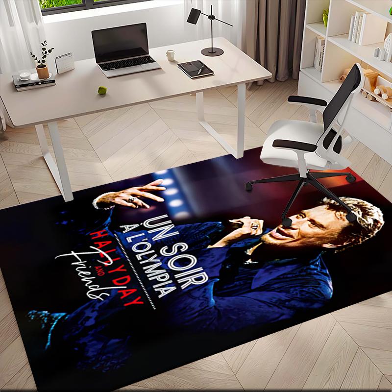 1 Stück Der Goldene Legende von Johnny Hallyday Teppich für Wohnzimmer Schlafzimmer Zuhause Sofadekoration, Kinder spielen Rutschfeste Fußmatte