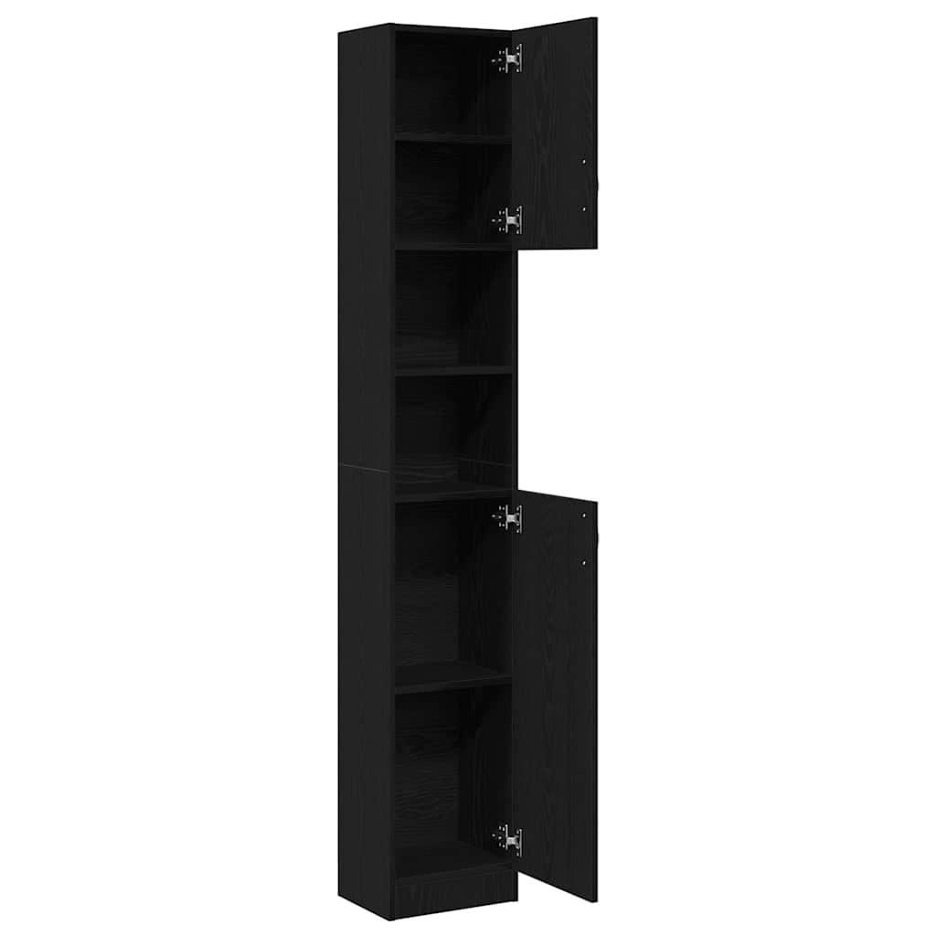 Bathroom Cabinet Black Oak Effect 32 x 25.5 x 190 cm Engineered Wood