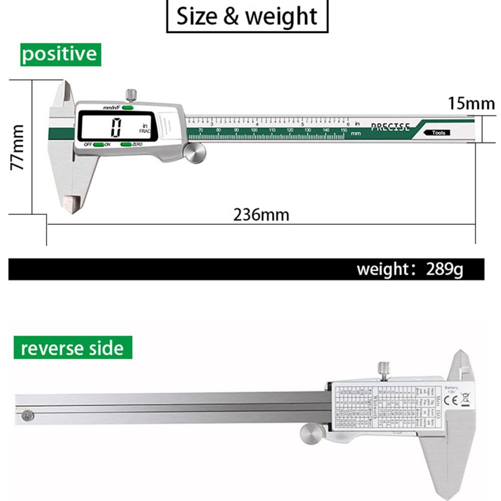 1× 150mm LCD Digital Electronic Vernier Caliper Gauge Stainless Steel Micrometer
