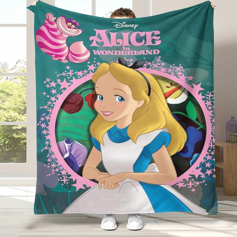 Alice im Wunderland Cartoon Cheshire Katze Flanelldecke, Ultraweiche Warme Plüschdecke für Zuhause Schlafzimmer Bett Sofa Abdeckung Kindergeschenk